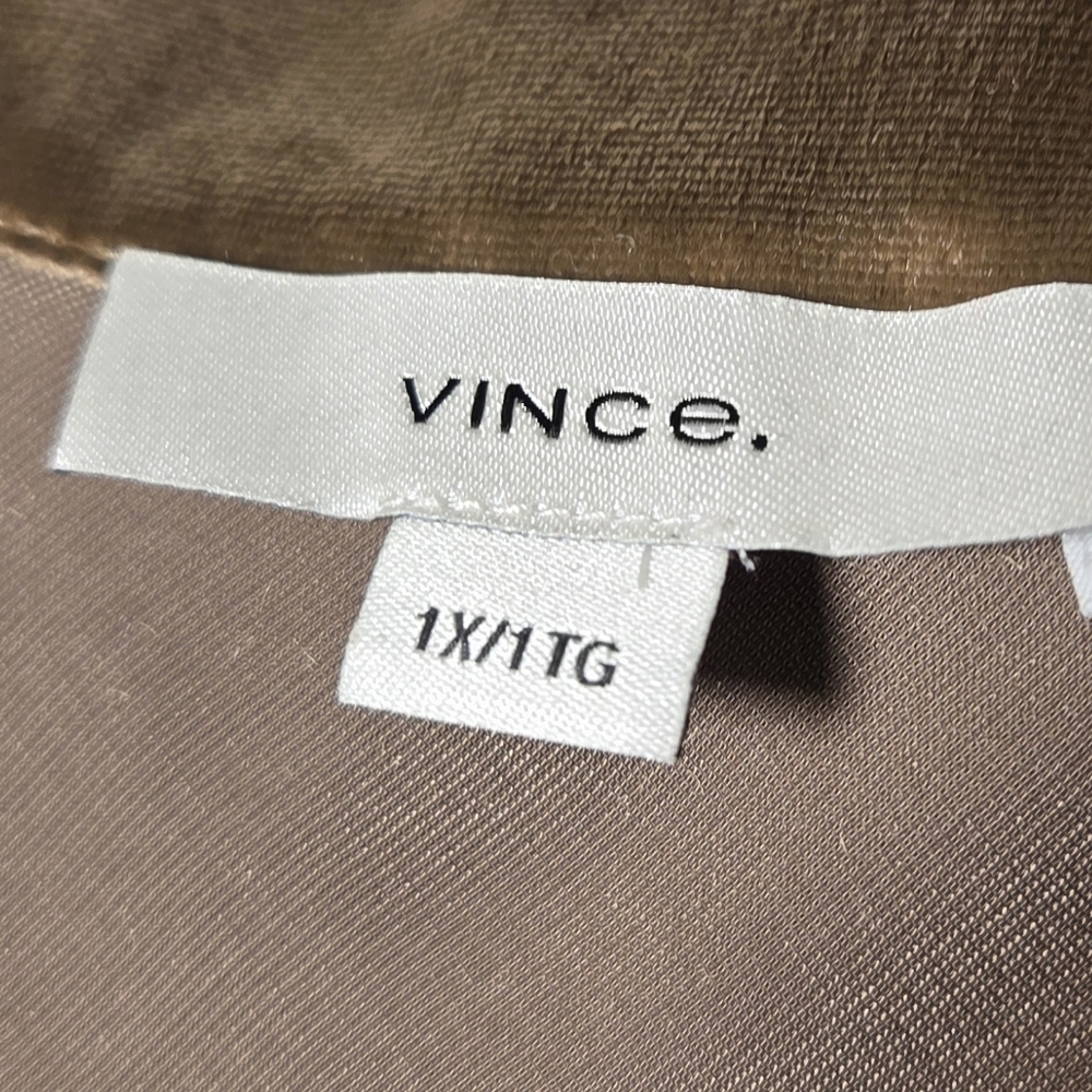 Vince Bias Long Sleeve Shirt Gold Velour Button Down Blouse Women's Size 1X - Picture 4 of 9